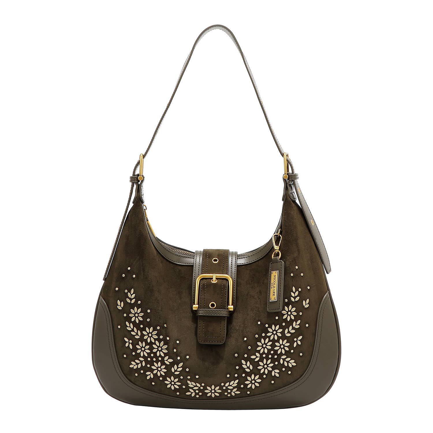 Nicole Lee USA – wholesale Shoulder bag – women's – FLORAL LEAF CRESCENT SHOULDER BAG

4