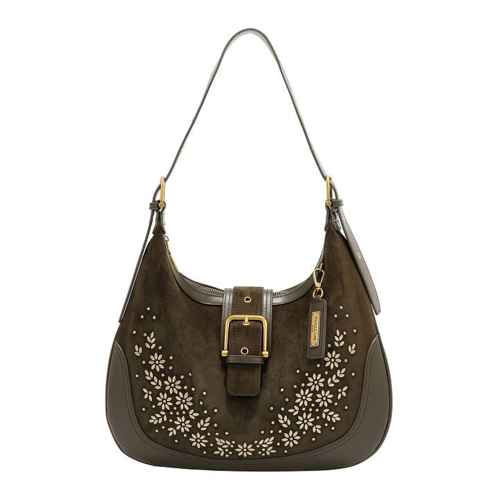 Nicole Lee USA – wholesale Shoulder bag – women's – FLORAL LEAF CRESCENT SHOULDER BAG
4