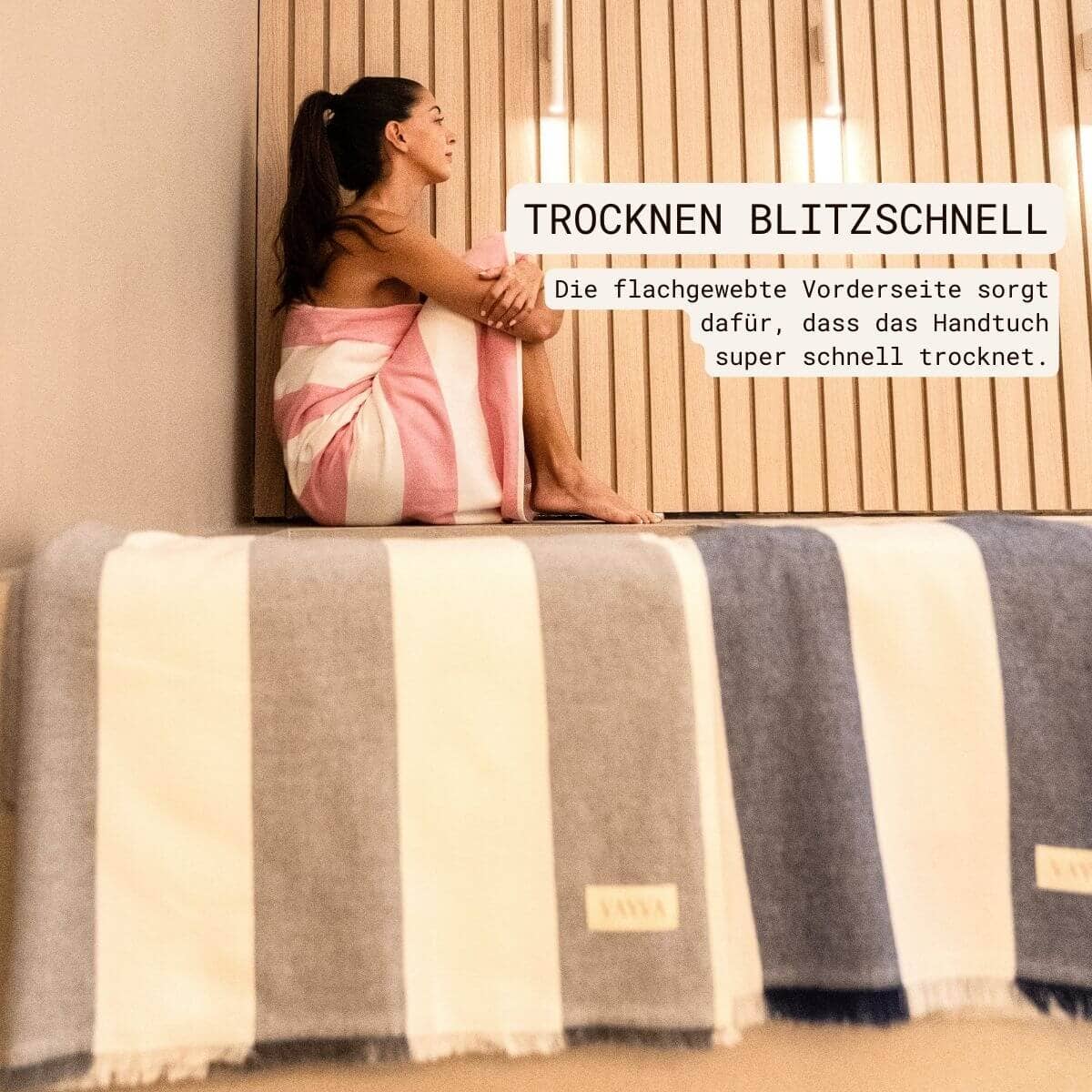 VAYVA - Vente Serviette de plage - Serviette éponge rayée Santorini en coton5