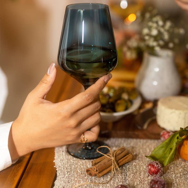 Saludi Glassware - Wholesale Wine Glass - Midnight Blue Color Wine Glasses
