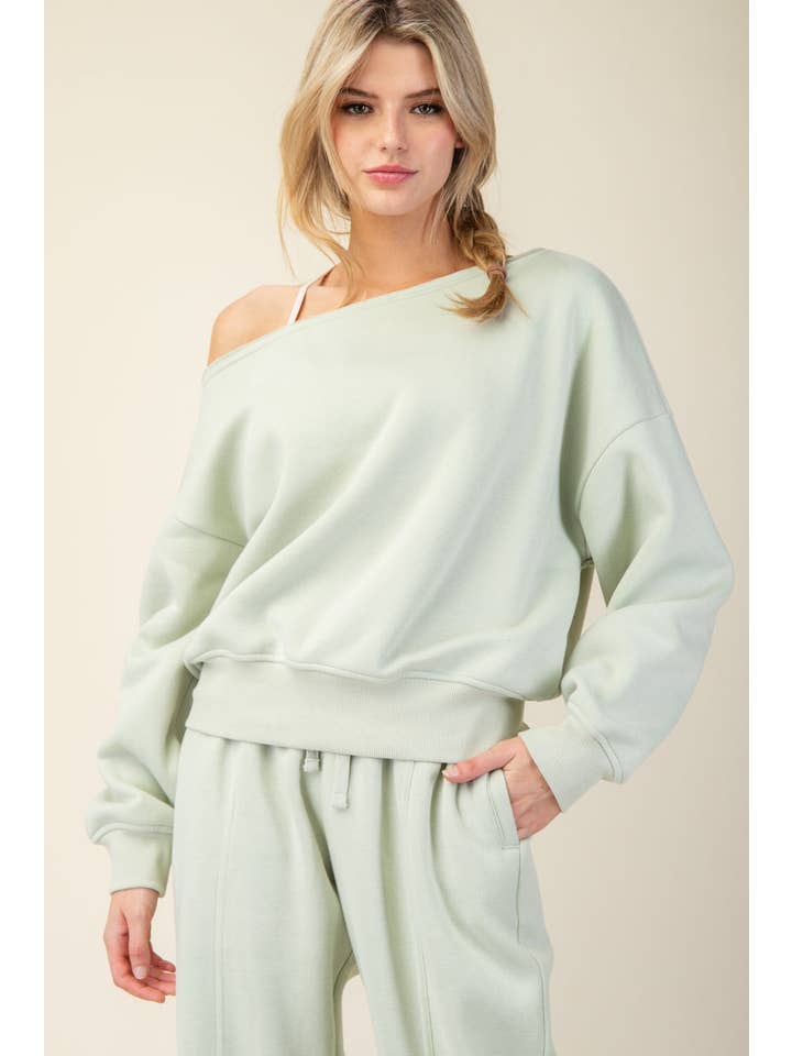 Rae Mode - Wholesale Sweatshirt - Women's - FRENCH TERRY FLEECE OFF SHOULDER SWEATSHIRT