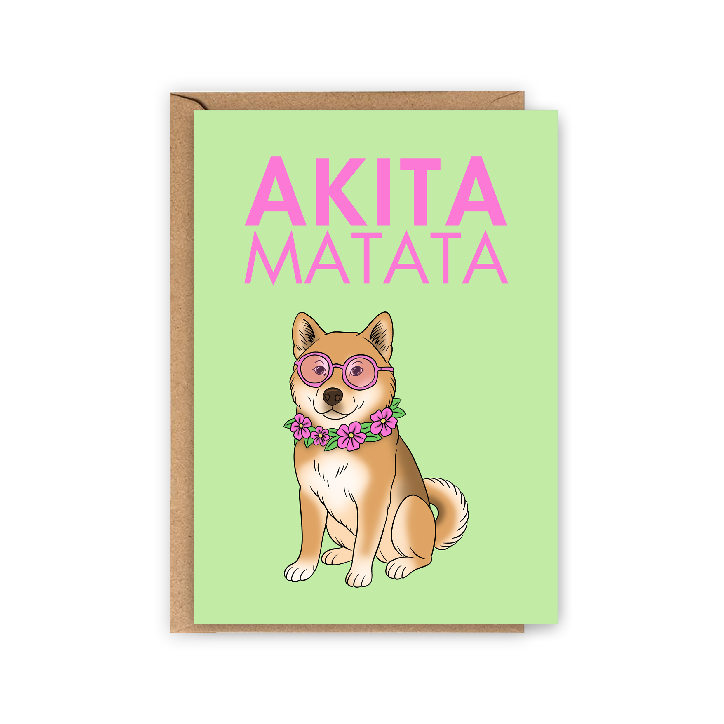 LOLLYPOPARTSTUDIO – Cartão de saudação diária por atacado – Carte Akita « Akita Matata »0