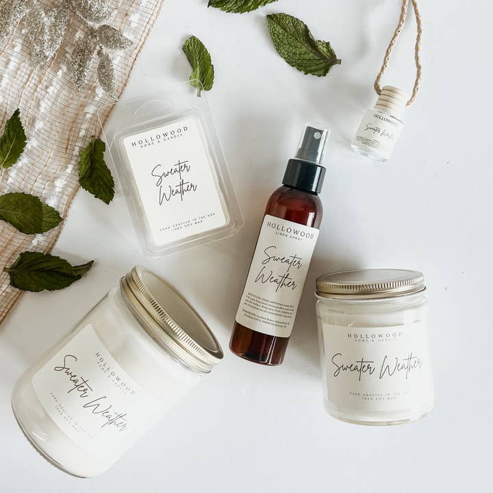 Hollowood Home and Candle - Wholesale Jar/Filled Candle - SWEATER WEATHER |FALL & HOLIDAY CANDLE | 100% SOY WAX | 8 OZ