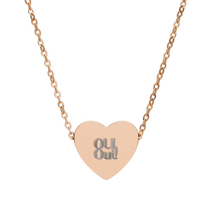 Engraved Heart OUI Oui Necklace, Daily Jewelry for wholesale by MARA Style
