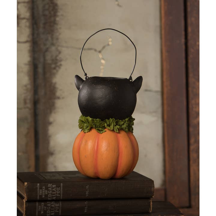 Bethany Lowe Designs - Wholesale Decorative Figurine - Vintage Black Cat in Pumpkin
