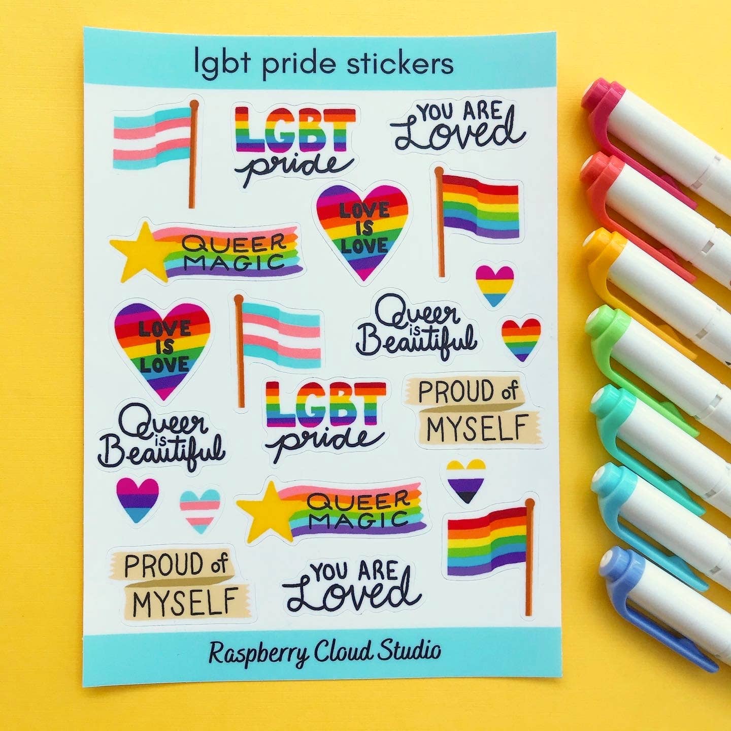 Raspberry Cloud Studio - Vente Autocollant - Feuille d'autocollants LGBTQ Pride2