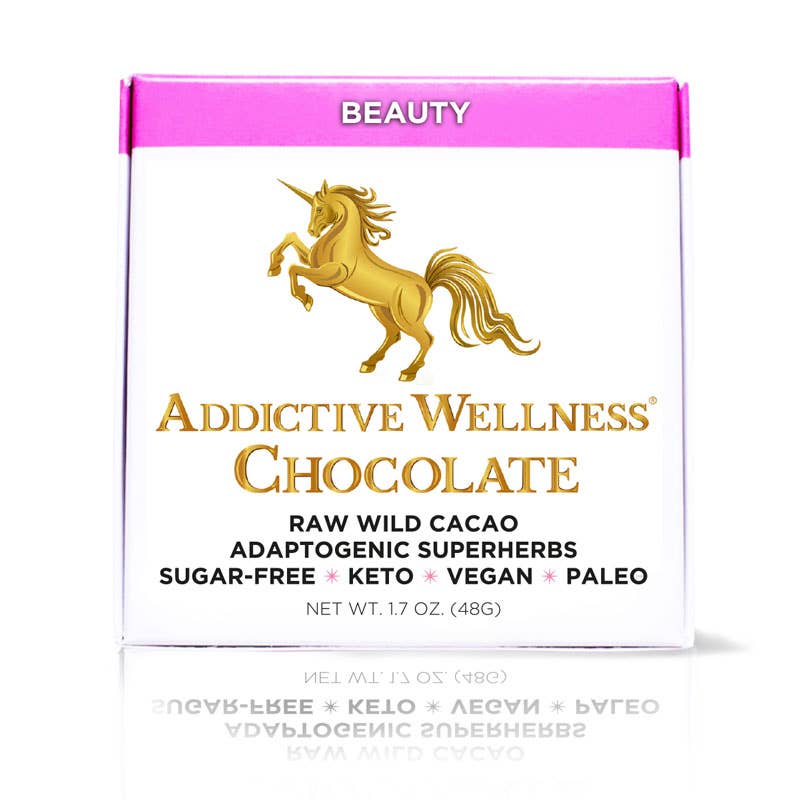 Addictive Wellness - Vente Barre chocolatée - Chocolat Beauté | Cacao Cru Sans Sucre + Adaptogènes