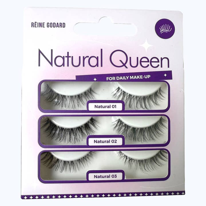 3-pack Premium Natural full strip lashes for wholesale by Reine Godard