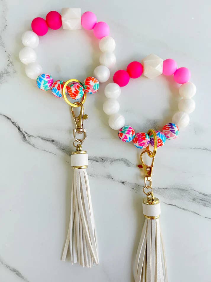 Alphabet Soup Wristband Keychain for wholesale by Lanyard Lovebirds