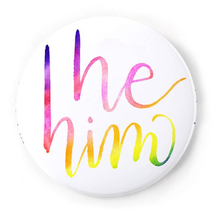 CharmCat - Wholesale Lapel Pin/Button - He/Him Pin-Back Button — Preferred Pronoun Pin