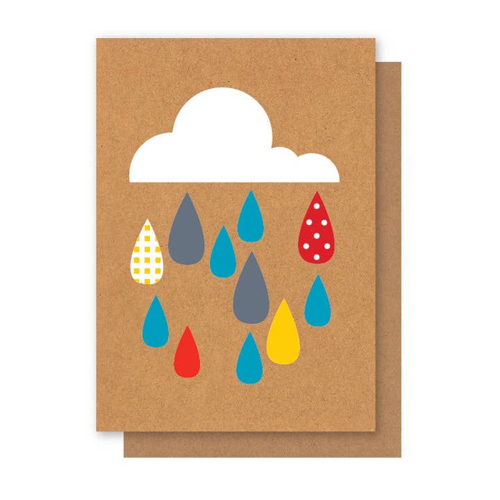 COLOURFUL RAIN DROPS CARD for wholesale by Elly Oak