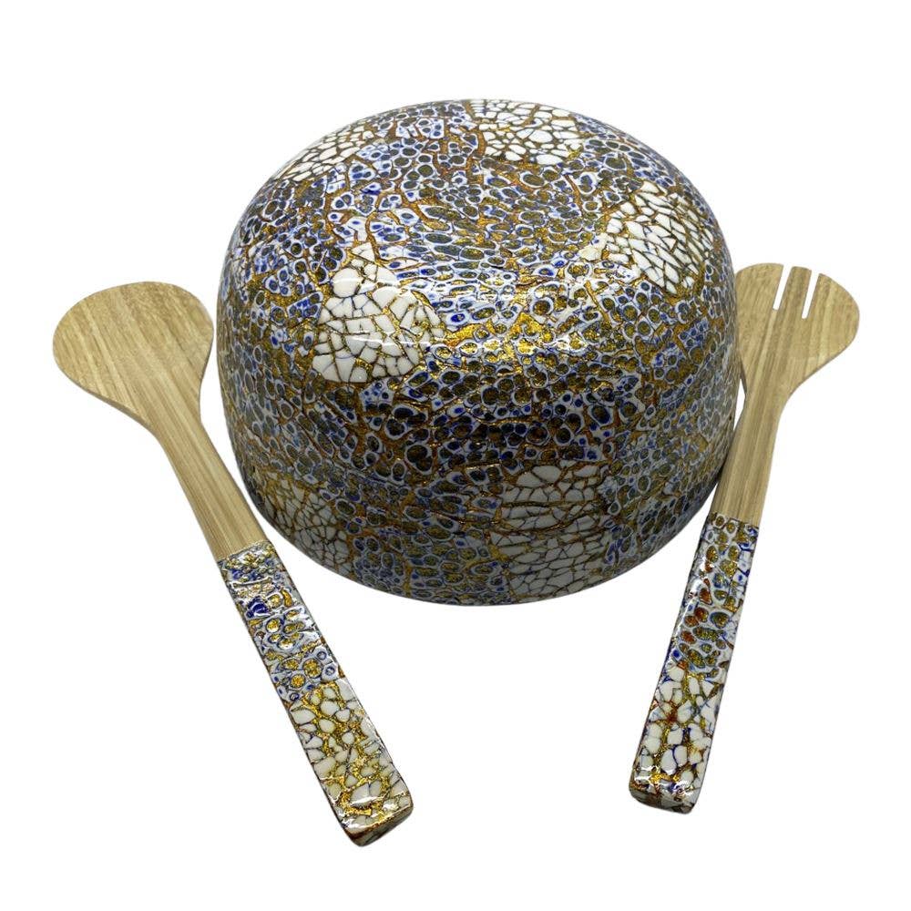 VIE - Wholesale Serve Bowl - Bamboo Salad Bowl, 23x10cm, with Matching Salad Servers2