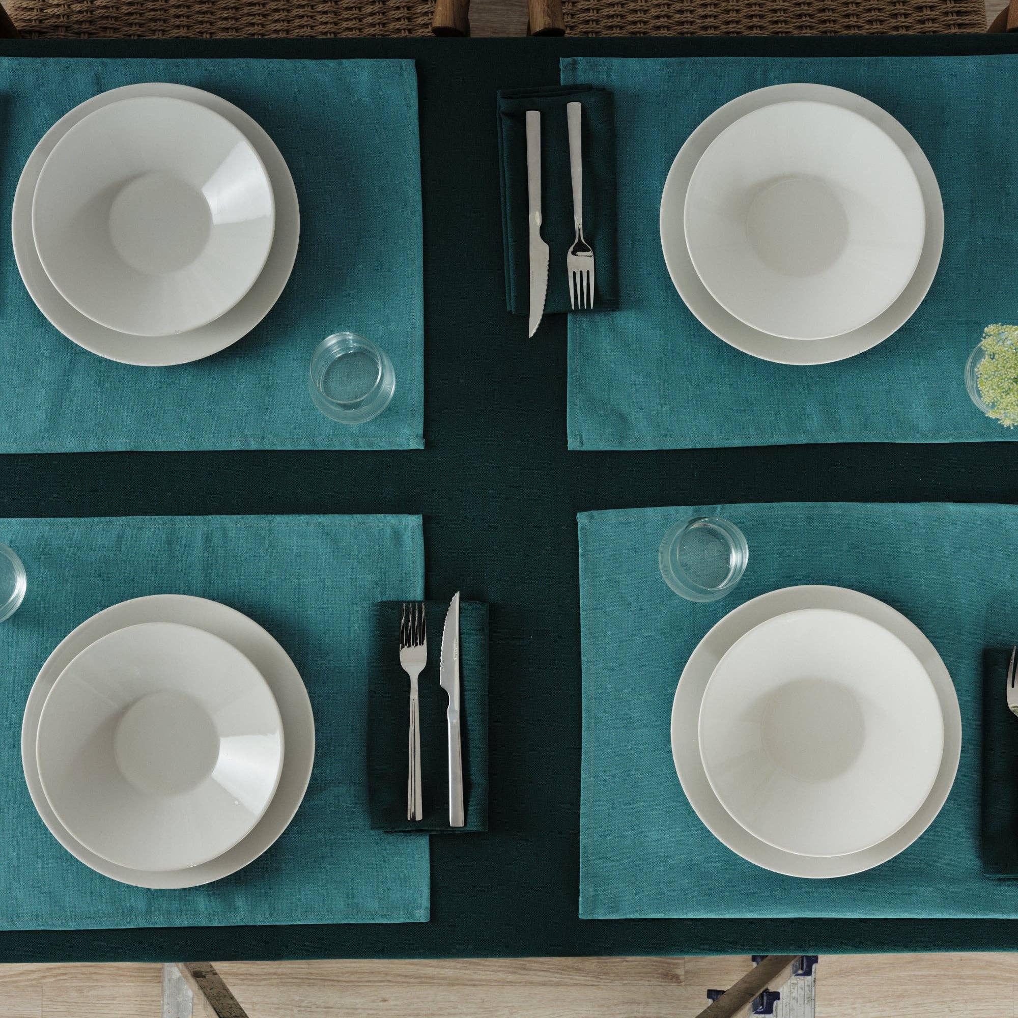 SG HOGAR - Vendita all'ingrosso Tovaglioli da tavola in stoffa - Confezione da 2 tovaglioli tinta unita in lino 100% smeraldo3