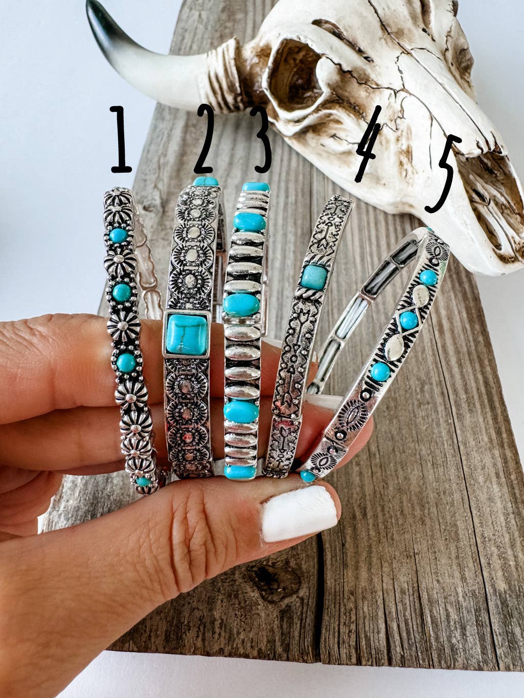 Boho Ranch Shop - Vente Bracelet jonc - Bracelet extensible Western en pierre turquoise 1
