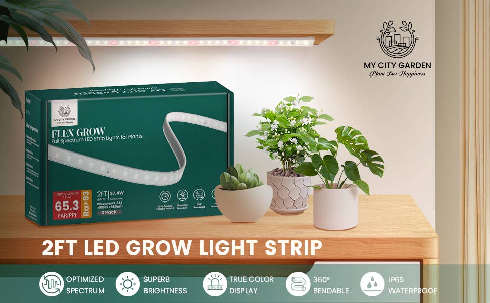 MY CITY GARDEN – Engroshandel Haveværktøj – FLEX GROW - Silikone Tube LED Grow Light, 4000K, 2stk - pro9