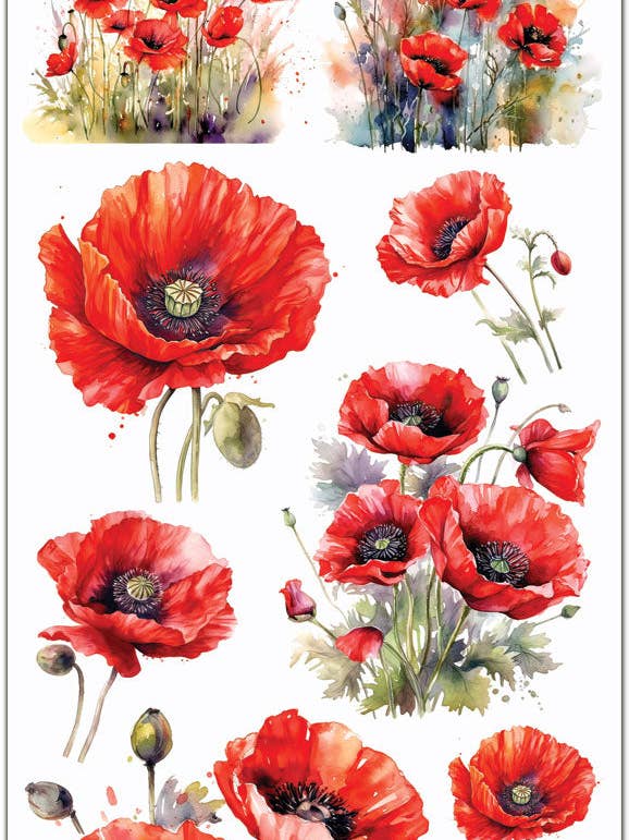 Adesivi C253 Red Poppy per la vendita all'ingrosso da parte di Violette Stickers