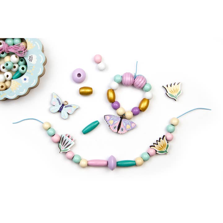 BTL Diffusion UK LTD – wholesale Art set – Child & baby – Sycomore LES PERLES BUTTERFLY WOODEN BEADS1