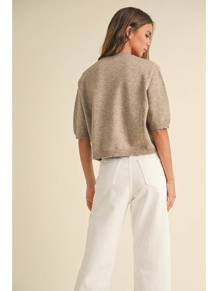 MIOU MUSE - Wholesale Knit Sweater - Women's - T3675 SHORT SLEEVE SWEATER TOP