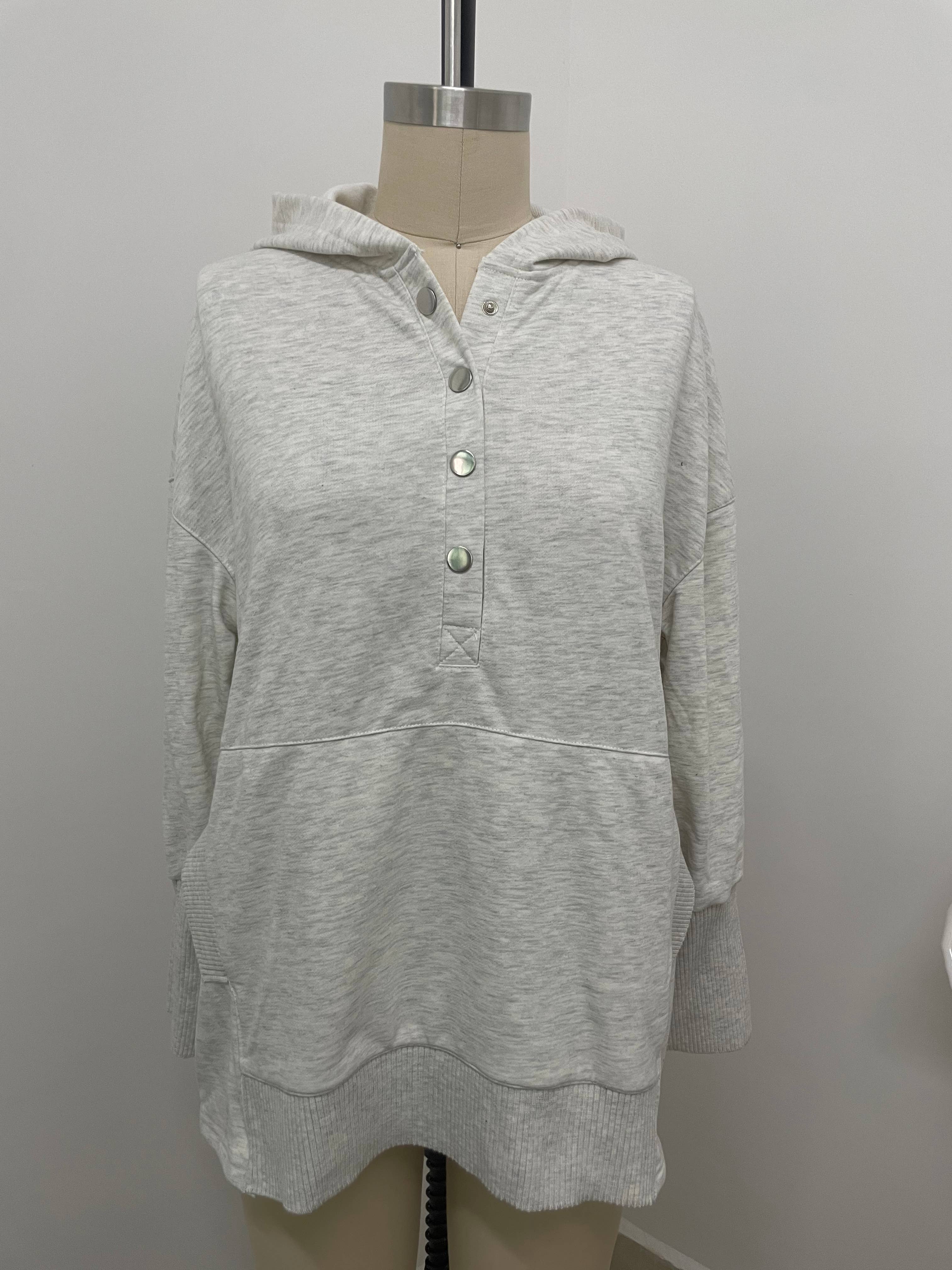 UNISHE – wholesale Hoodie – Women's – Plain Snap Button Oversize Hoodies CY12119