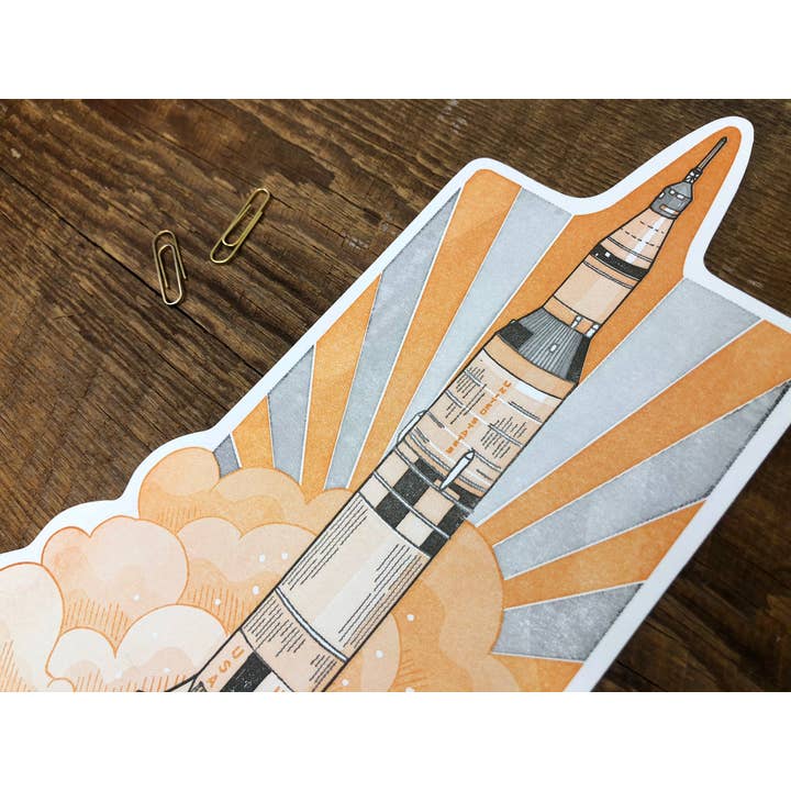 Noteworthy Paper & Press - Wholesale Postcard - Saturn V Rocket Postcard2