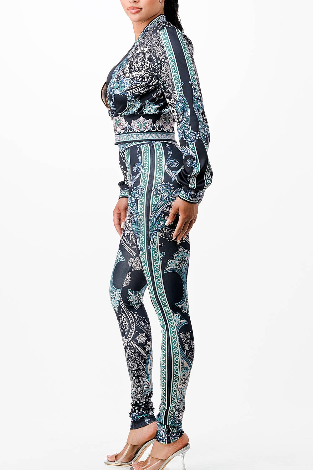 Her Bottari - Wholesale Top & Pant Set (NOT Loungewear) - Women's - BJ2085-SET_Zip-up style jacket with leggings set3