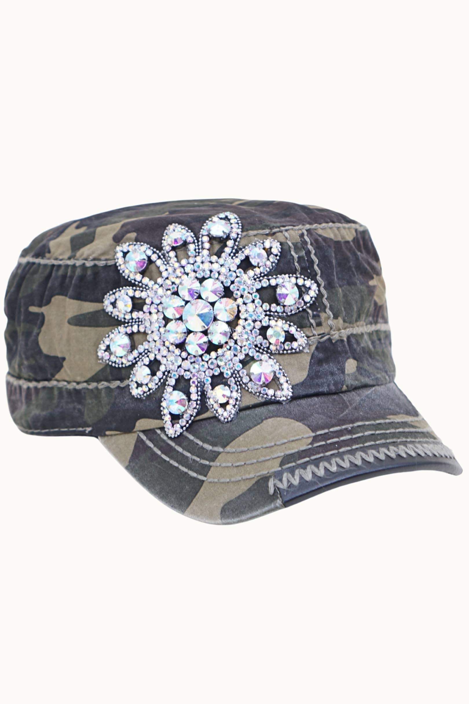 Olive & Pique - Wholesale Baseball Cap - Women's - Sunflower Bejeweled Glitz Cadet Cap, Adjustable1