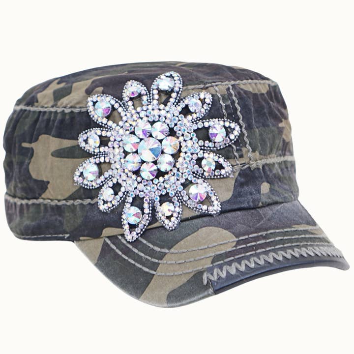 Olive & Pique - Wholesale Baseball Cap - Women's - Sunflower Bejeweled Glitz Cadet Cap, Adjustable1