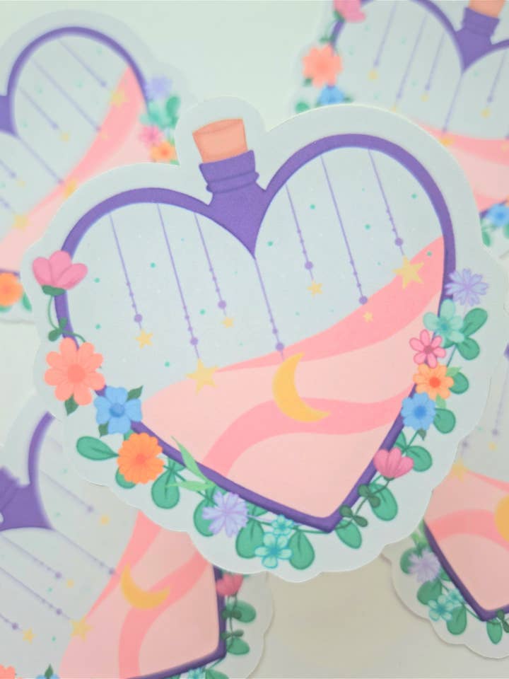 Potion moon bottle sticker for wholesale by River Crescent Crafts