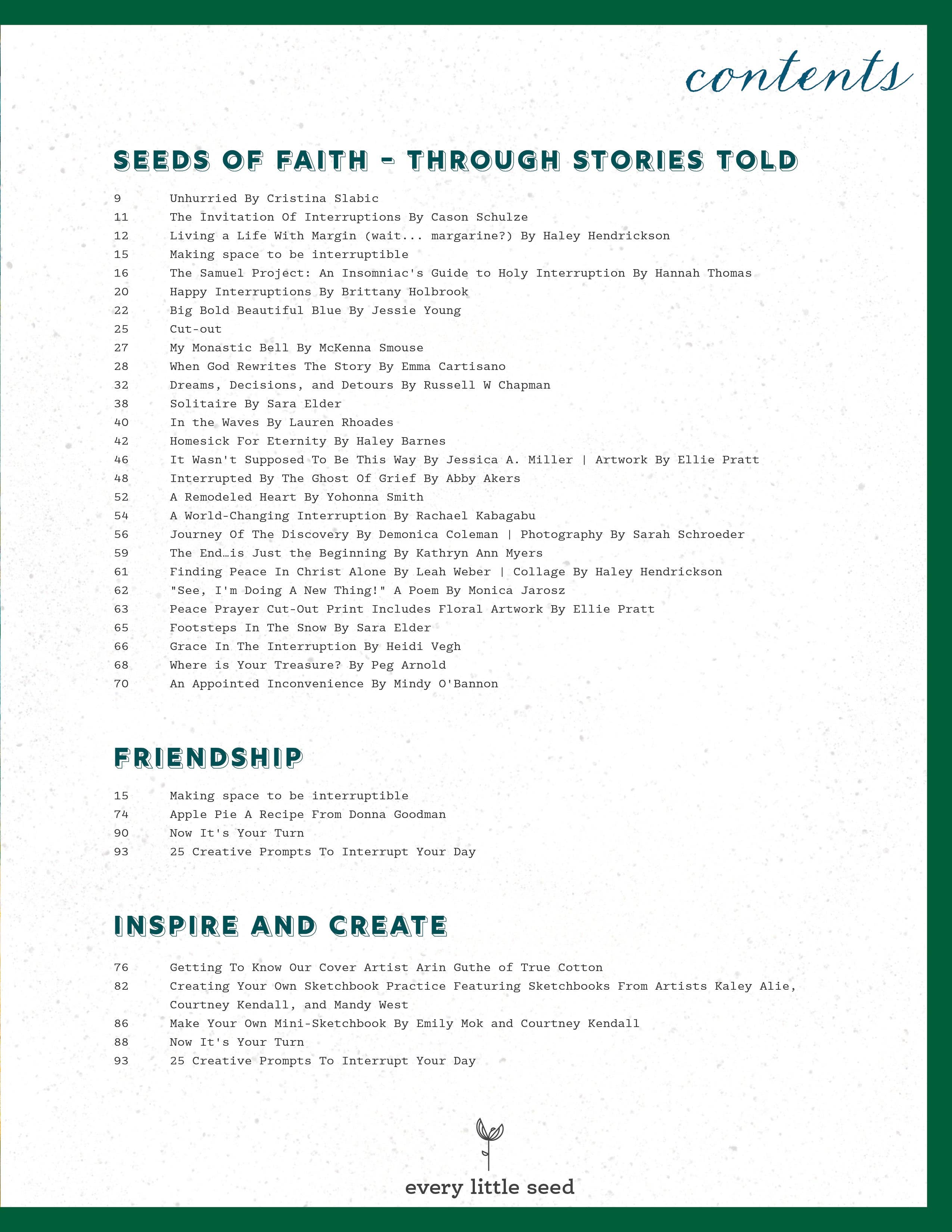 Every Little Seed - Wholesale Magazine - Interruptions4