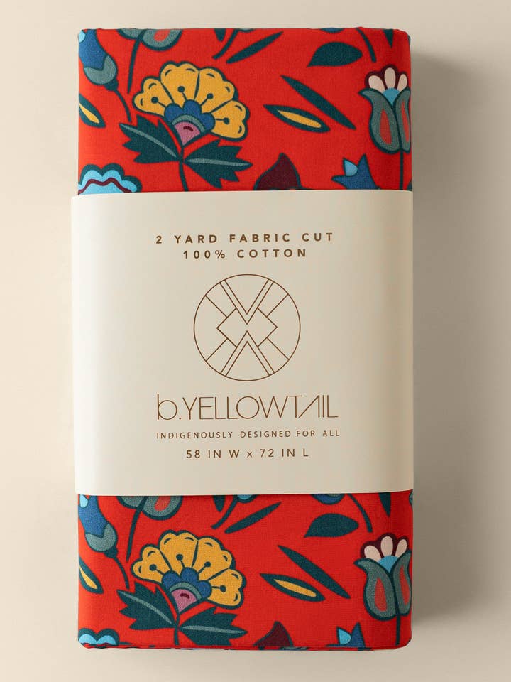 Bomuldsstof - Mountain Crow Blomster Rød for engroshandel hos B.Yellowtail