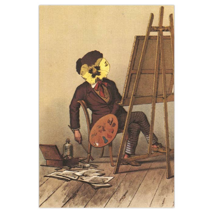 Postcard - vintage flower illustration - A painting pansy for wholesale by 50 Watts