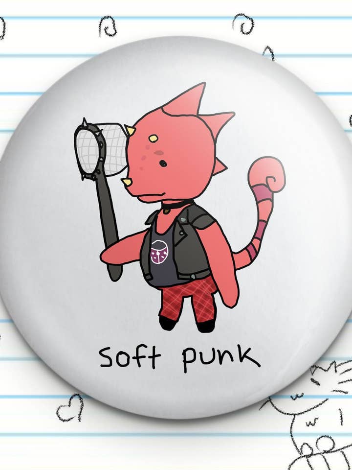 Bouton Soft Punk Lizard Meme 1,25 pouces pour la vente par Fautbarb