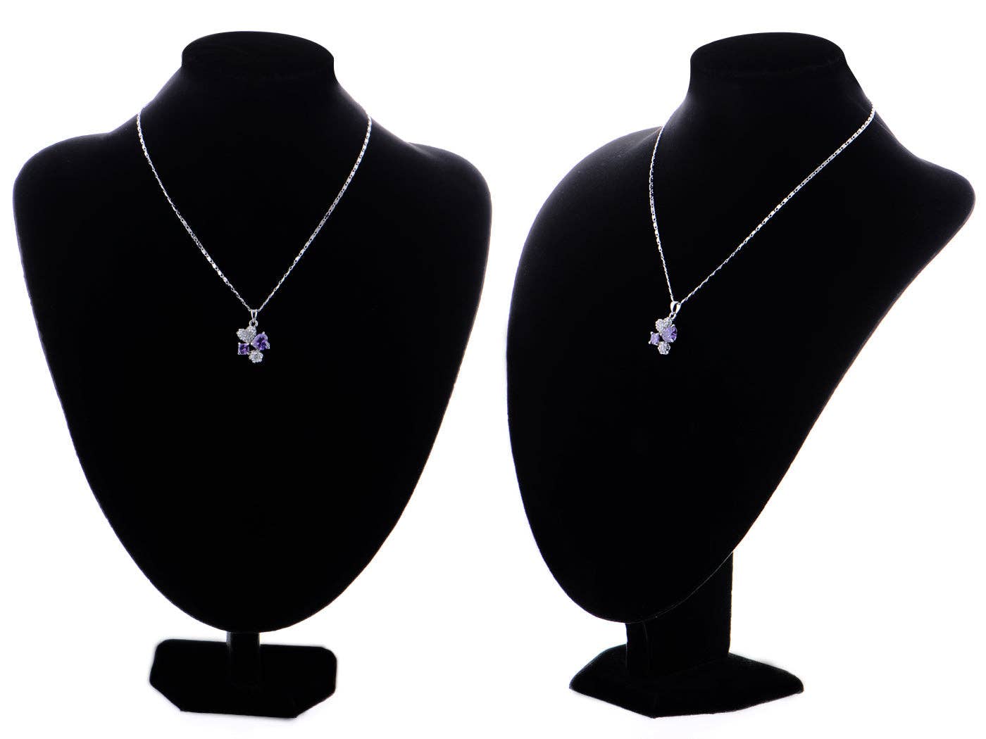 AK Brand - Wholesale Pendant/Charm Necklace - Swarovski Crystal Tanzanite Cubed Hearts Necklace1