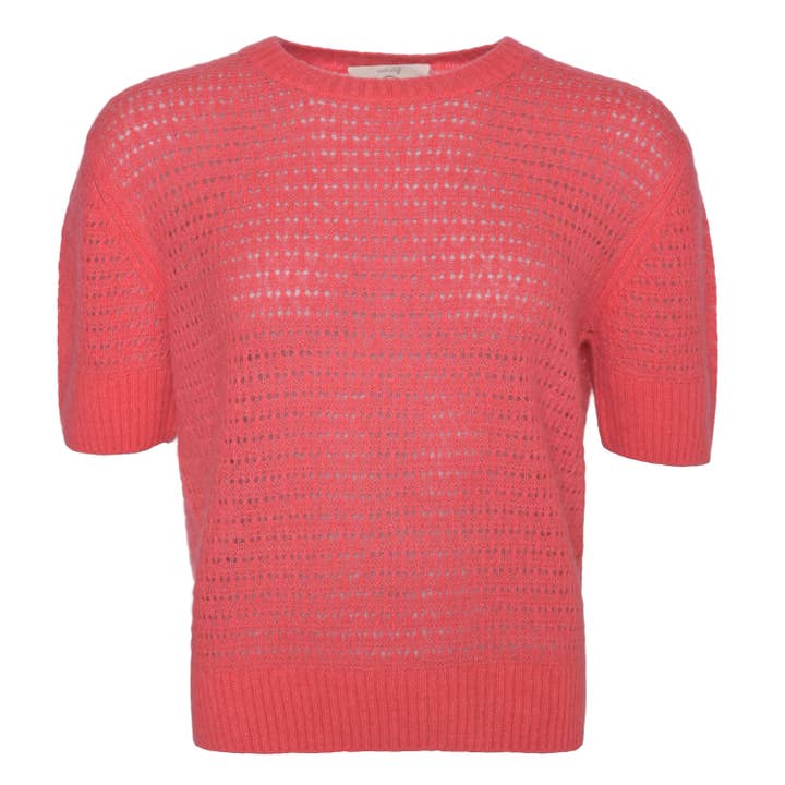 Kashmirtröja Nele-cs Ajour i korall för wholesale av cute stuff GmbH