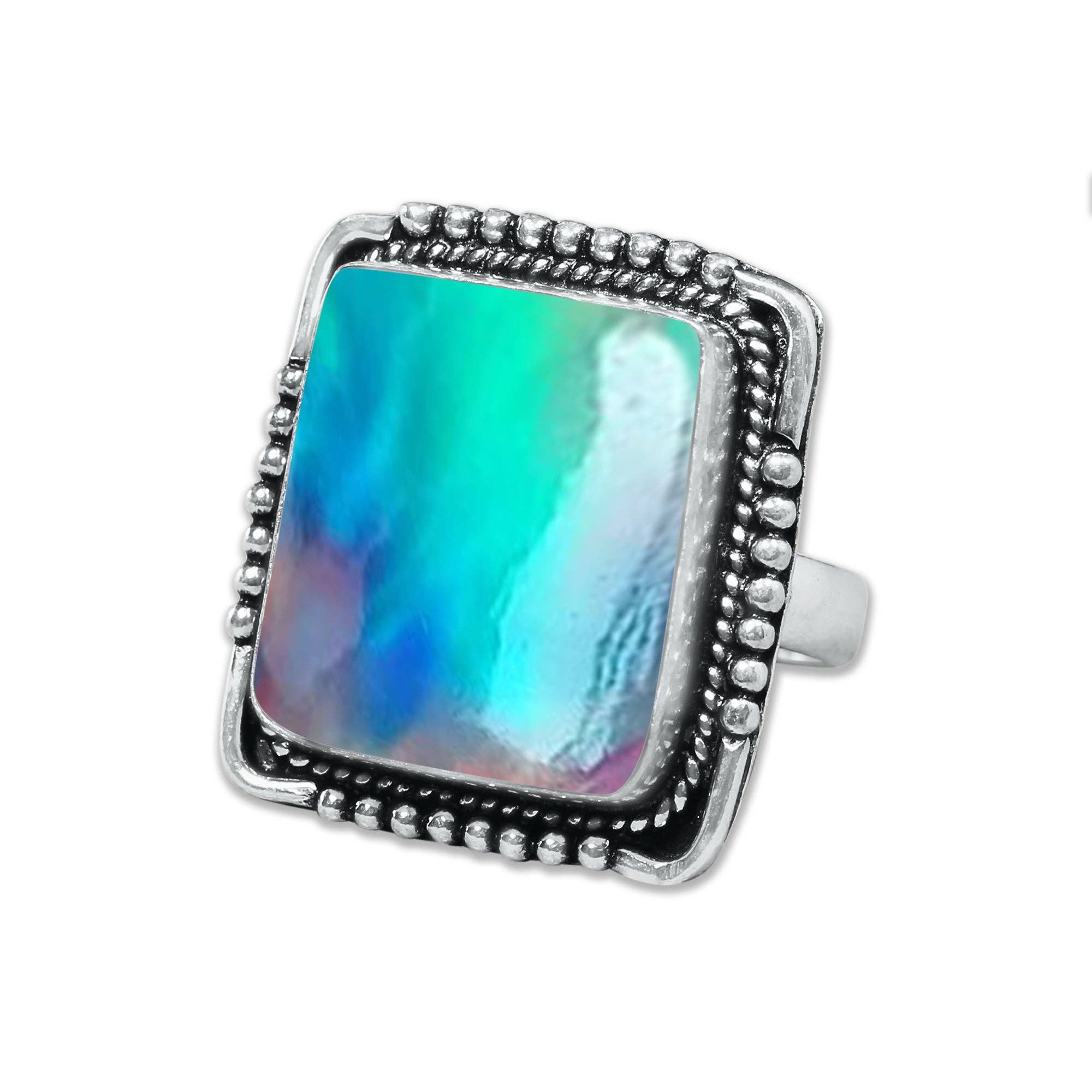 Handmade Jewels – wholesale Cocktail/Statement Ring – Aurora Opalringar – handgjorda, silverpläterade med blandade boho-mönster (tillverkas på beställning)14