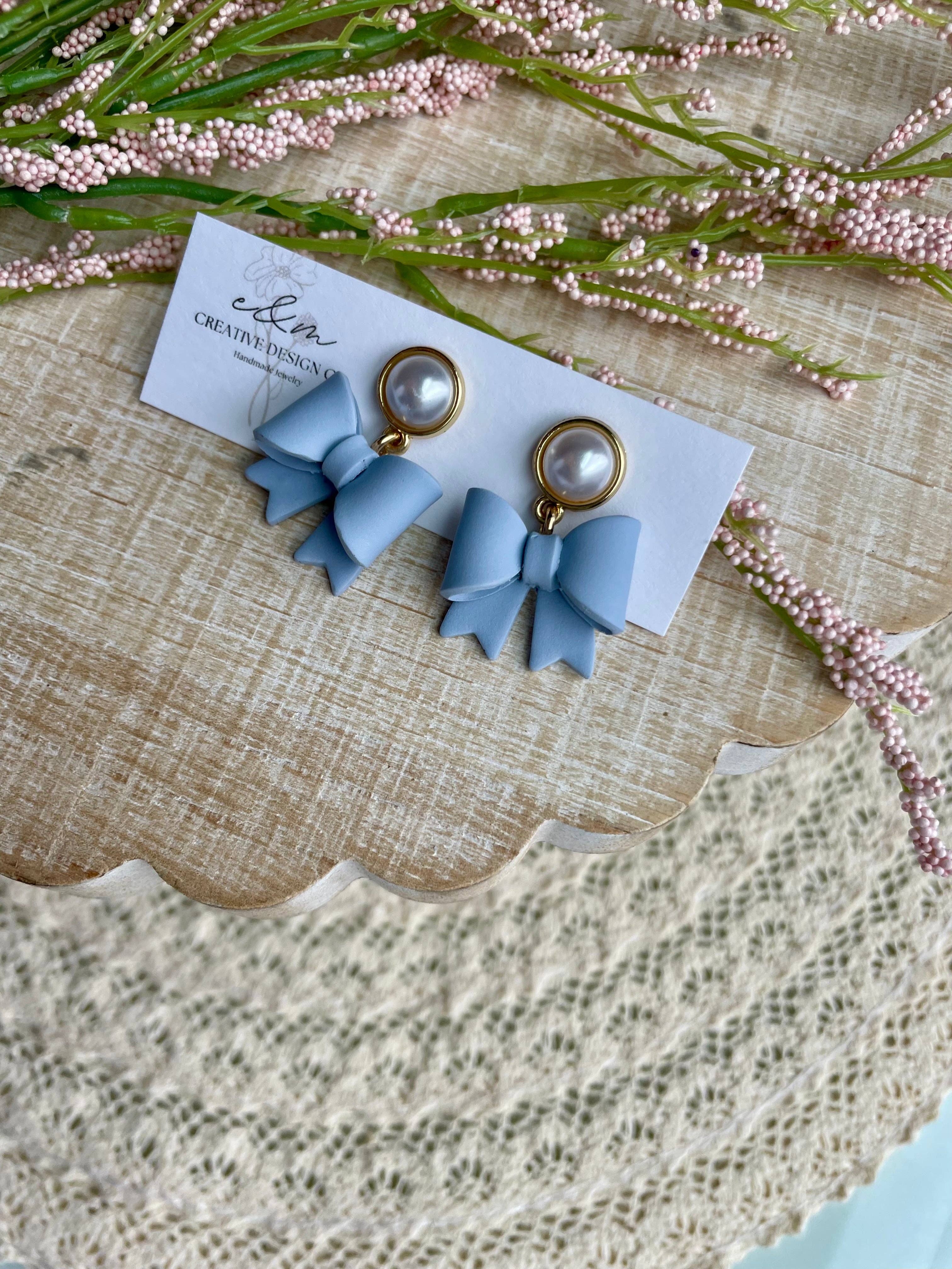 E & M Creative Design Co. - Wholesale Dangle Earrings - Petite Bows & Pearls4