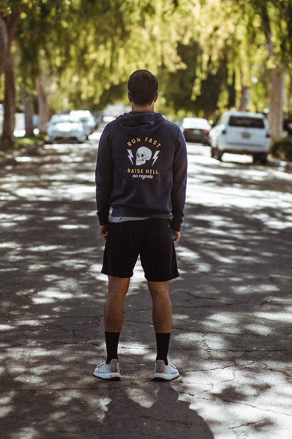 Dark Grey Run Fast. Raise Hell. Hoodie for wholesale on Faire2