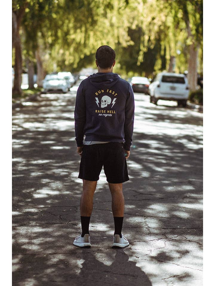 Dark Grey Run Fast. Raise Hell. Hoodie for wholesale on Faire2