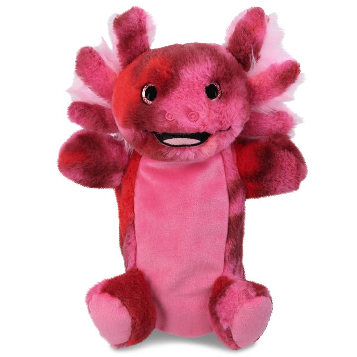 Super Soft Plush Hand Puppet - Pink Tie-Dye Axolotl for wholesale by Cota Global