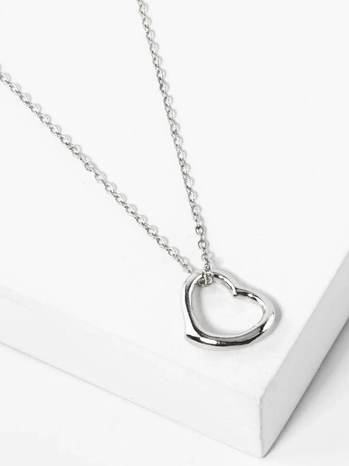 Metal Sideways 15mm Heart Pendant Necklace for wholesale by Wild Honey