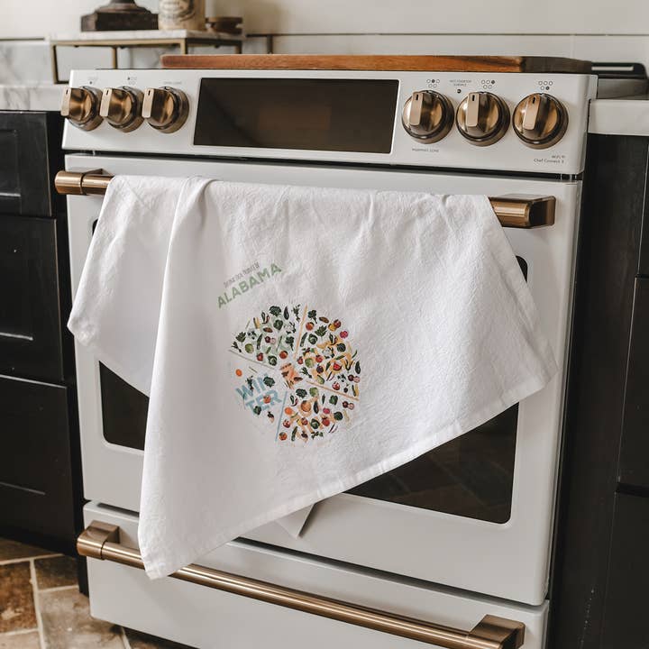Toalha de chá carta de produção sazonal do Alabama por atacado de Katie Calvert Fine Art
