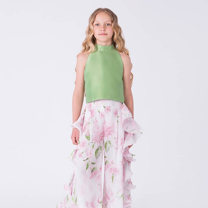 Ruffle Pants Floral Girls Outfit | 2 Pieces for wholesale by Mama Luma