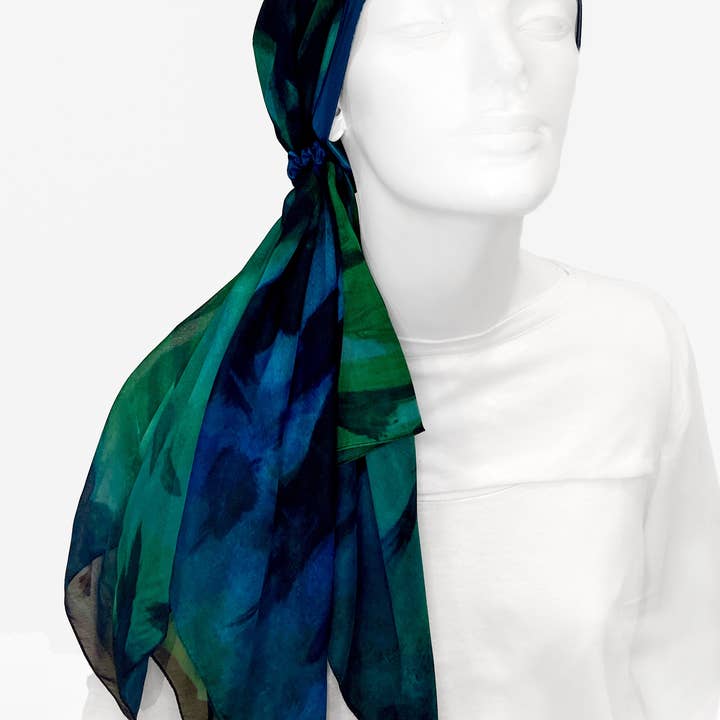 LuxCare Clothing - Wholesale Head Scarf - Women's - Fine Art Headscarf ~Peacock5