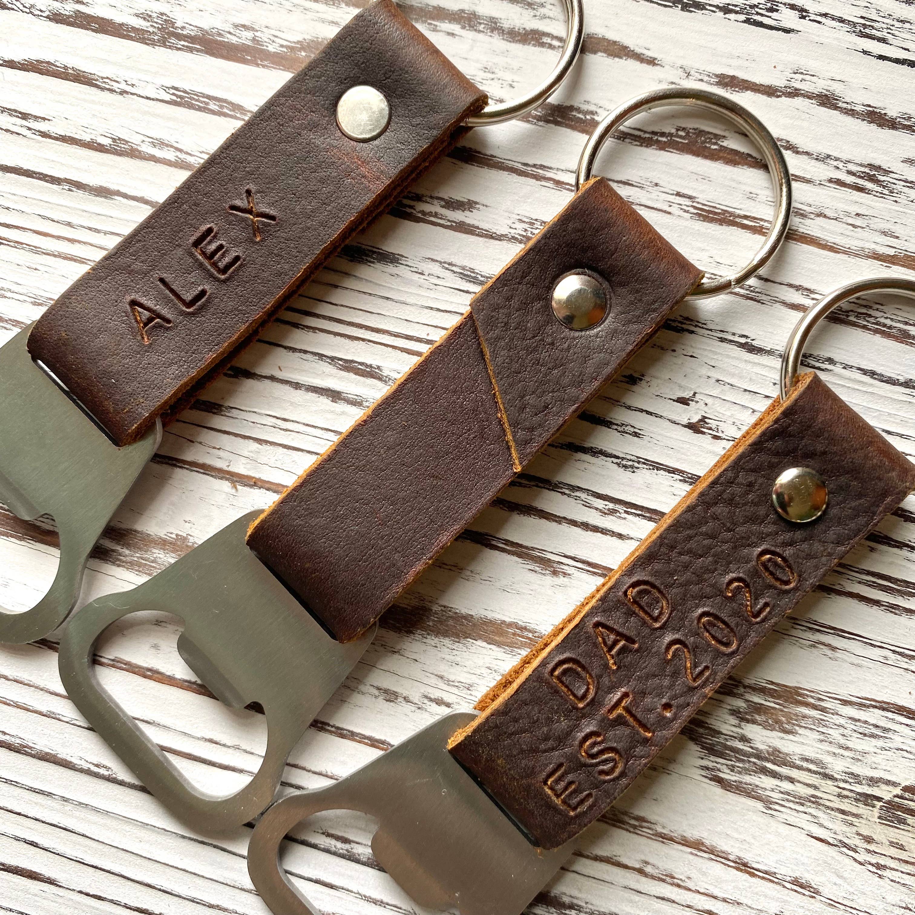 Blu Mountain Co - Wholesale Keychain - Unisex - Custom Leather Bottle Opener Custom Text Keychain4