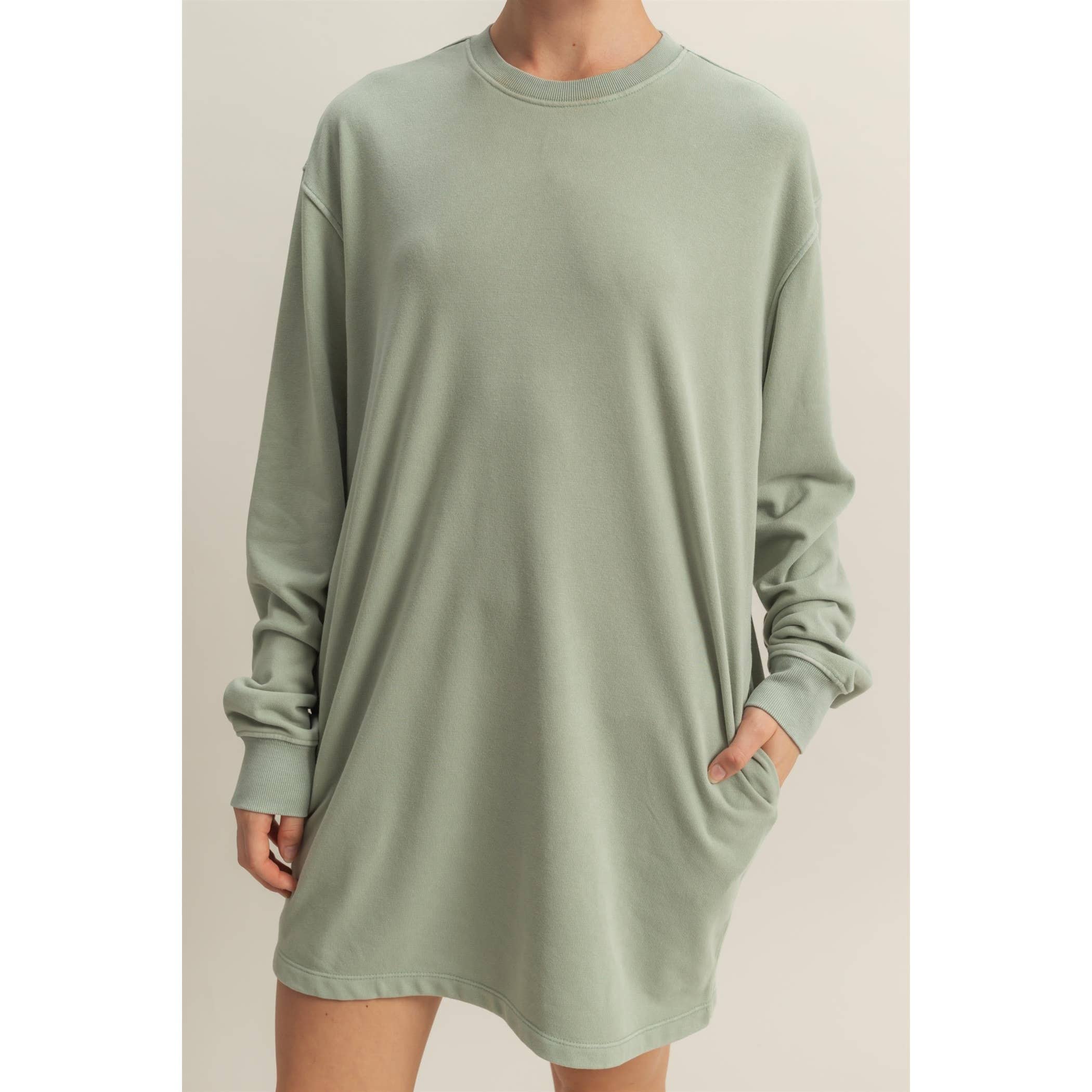 Double Zero - Wholesale Dress - Women's - Long Sleeve Oversized Mini Dress15