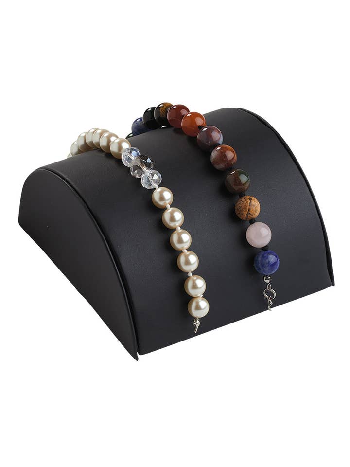 Half Moon Black Faux Leather Bracelet Display for wholesale by Store Supply Warehouse