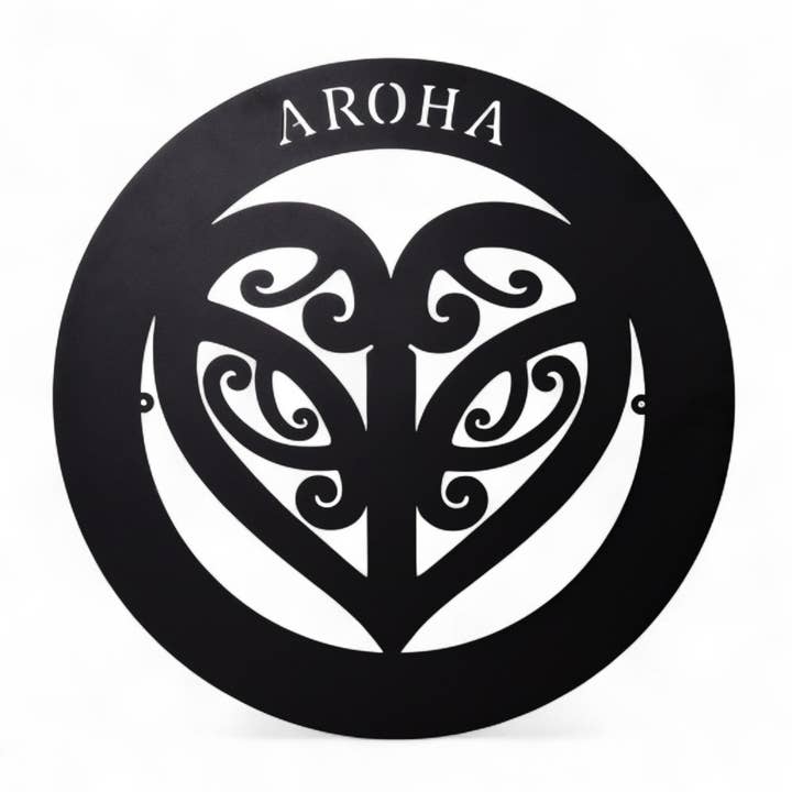 Round Aroha Black 50cm Wall Art for wholesale by Mt Meru Wholesale