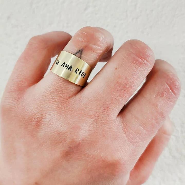 Loti jewels - Wholesale Band/Stacked Ring - MESSAGE RING IN BRASS WITH ENGRAVING9
