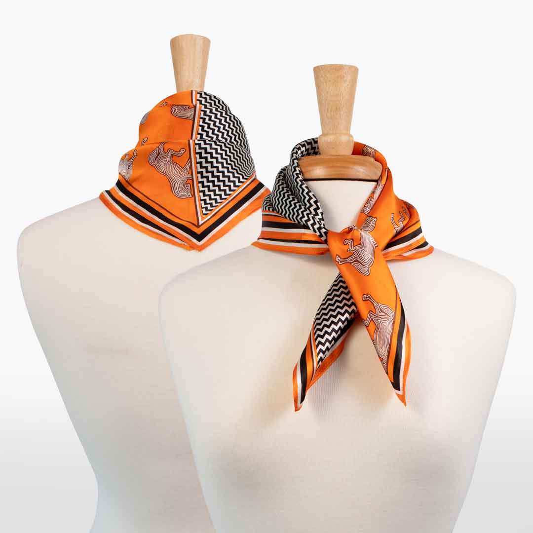 URBAN-EQUESTRIAN - Wholesale Scarf - Women's - Manon - Stylized Equestrian Scarf in Tangerine3