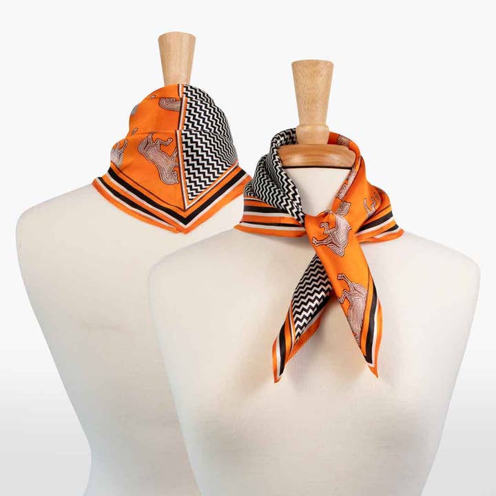 URBAN-EQUESTRIAN - Wholesale Scarf - Women's - Manon - Stylized Equestrian Scarf in Tangerine3